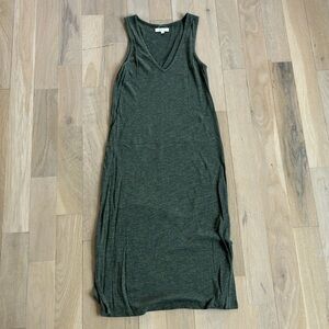 Madewell green midi vneck dress